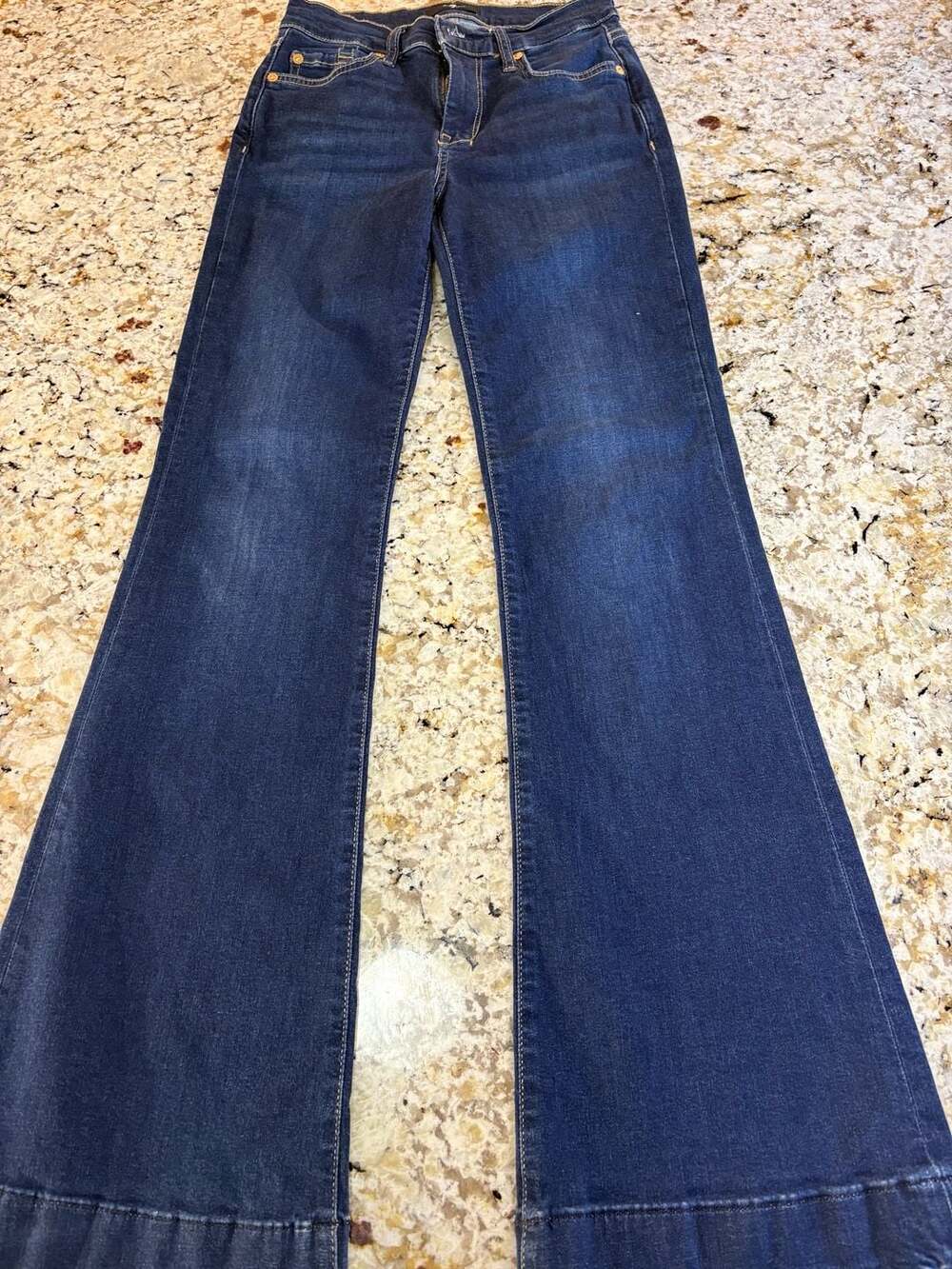 7 For All Mankind Dojo Tailorless Flare Jeans Size 25 Blue Denim